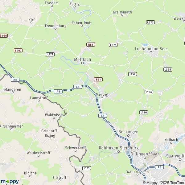 La carte pour la ville de 66663 Merzig