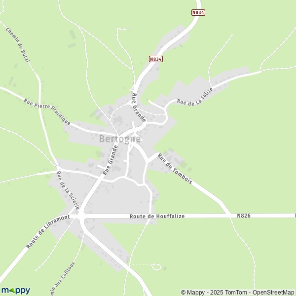 La carte pour la ville de 6687-6688 Bertogne