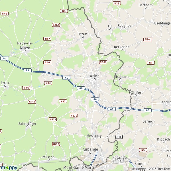 La carte pour la ville de 6700-6706 Arlon