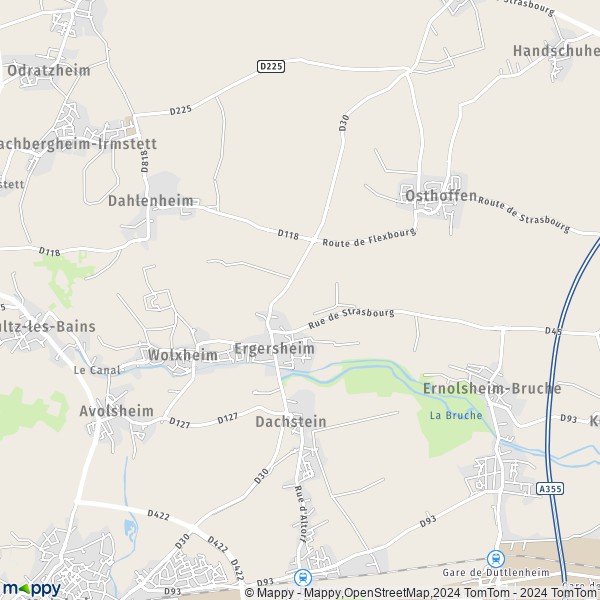 La carte pour la ville de Ergersheim 67120