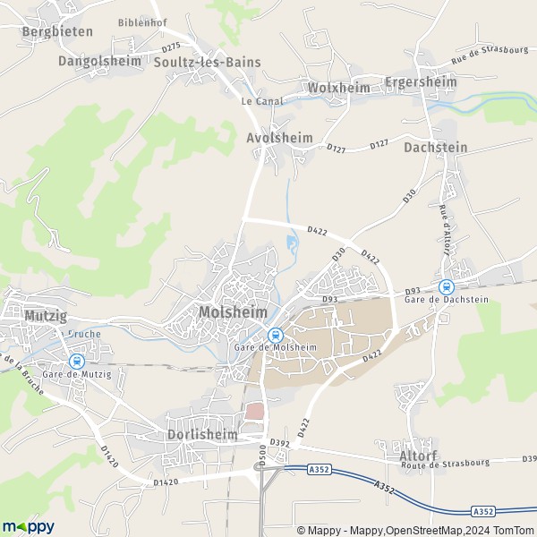 La carte pour la ville de Molsheim 67120