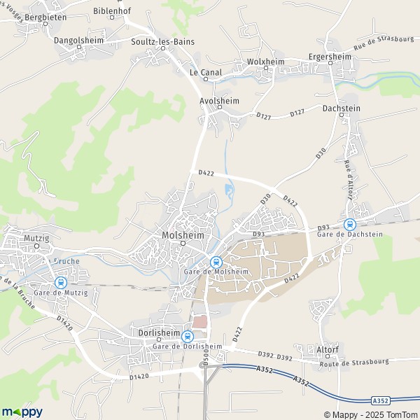 La carte pour la ville de Molsheim 67120