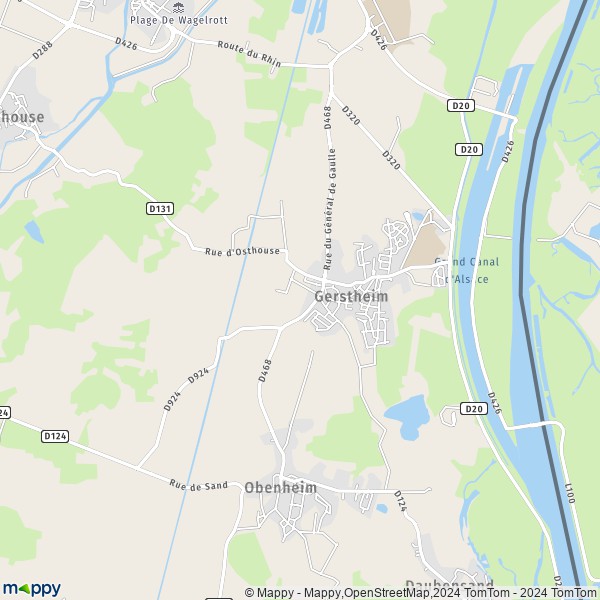 La carte pour la ville de Gerstheim 67150