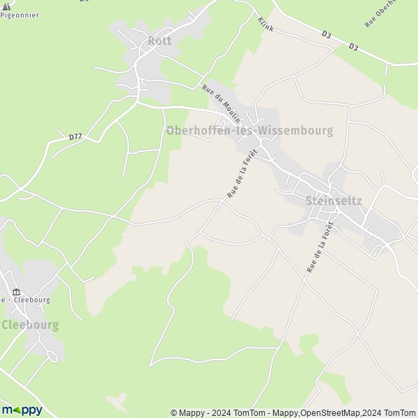 La carte pour la ville de Oberhoffen-lès-Wissembourg 67160
