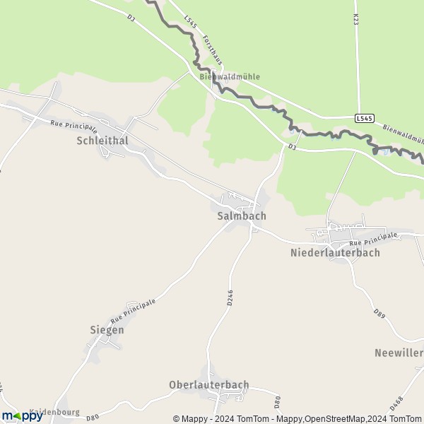 La carte pour la ville de Salmbach 67160