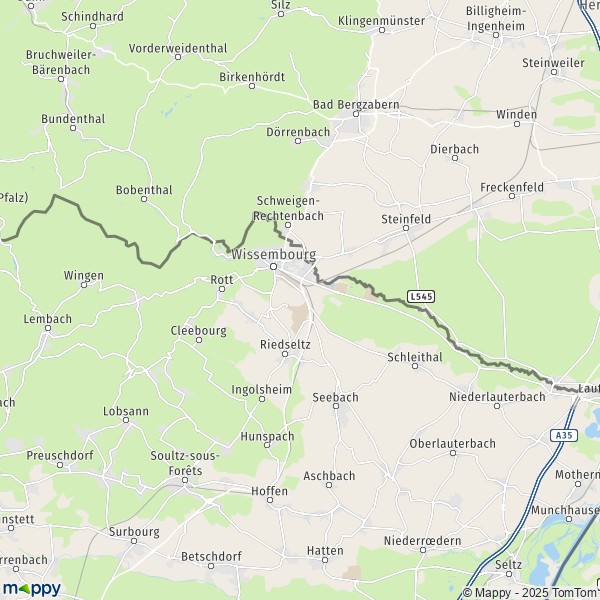 La carte pour la ville de Wissembourg 67160