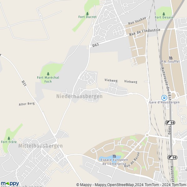 La carte pour la ville de Niederhausbergen 67207