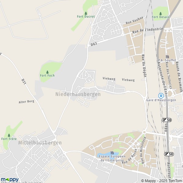 La carte pour la ville de Niederhausbergen 67207