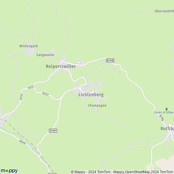 La carte pour la ville de Lichtenberg 67340