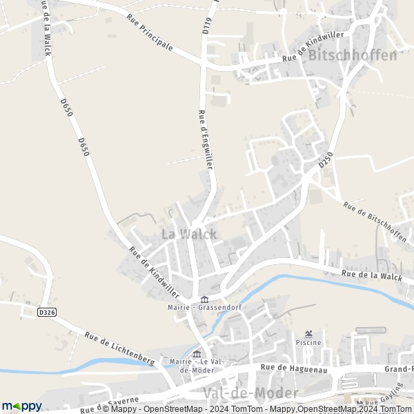 La carte pour la ville de La Walck, 67350 Val-de-Moder