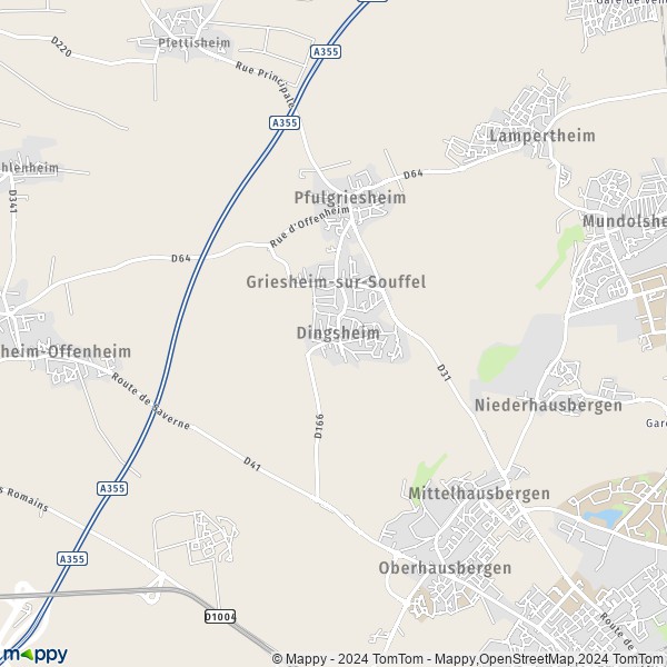 La carte pour la ville de Griesheim-sur-Souffel 67370