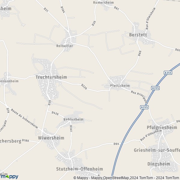 La carte pour la ville de Pfettisheim, 67370 Truchtersheim