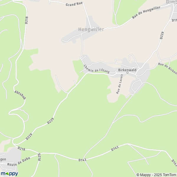 La carte pour la ville de Birkenwald, 67440 Sommerau