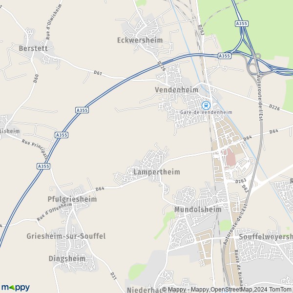 La carte pour la ville de Lampertheim 67450