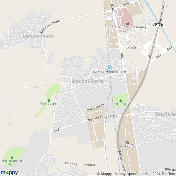 La carte pour la ville de Mundolsheim 67450