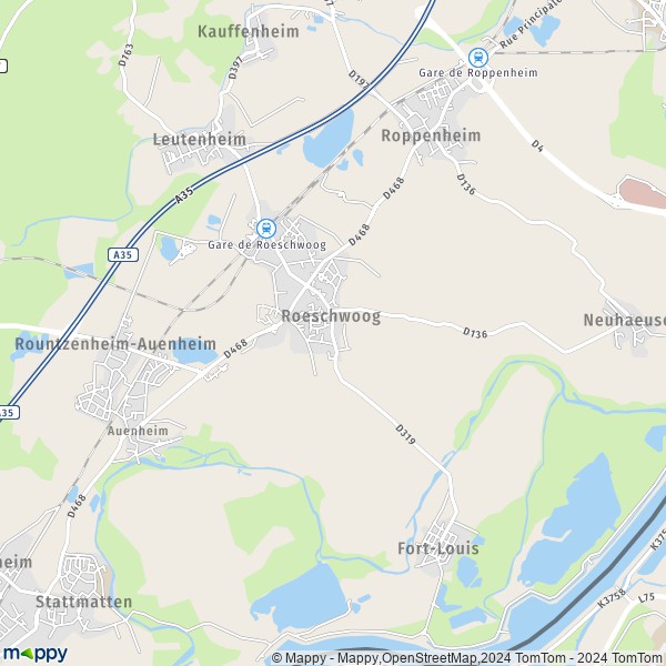 La carte pour la ville de Roeschwoog 67480