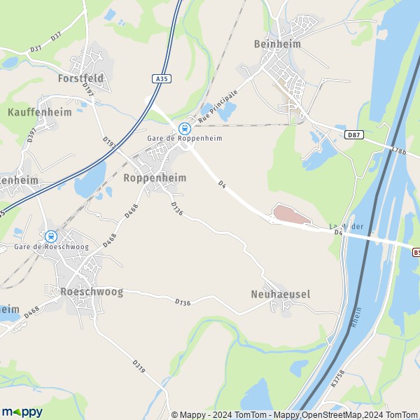 La carte pour la ville de Roppenheim 67480