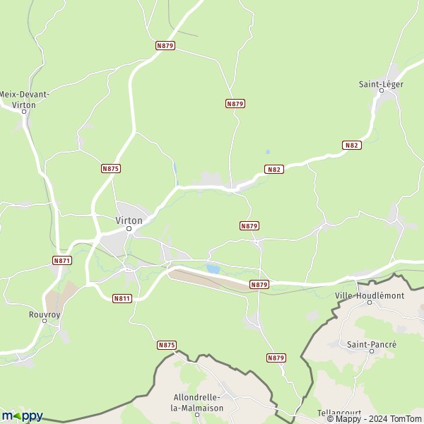 La carte pour la ville de 6760-6762 Virton