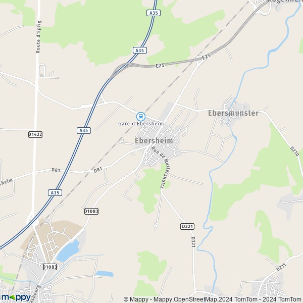 La carte pour la ville de Ebersheim 67600