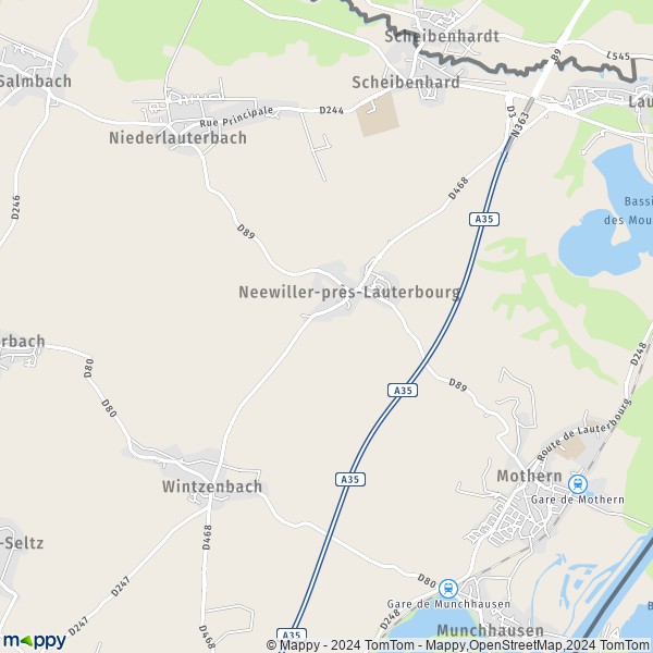 La carte pour la ville de Neewiller-près-Lauterbourg 67630
