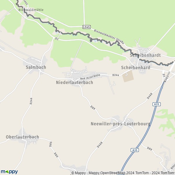 La carte pour la ville de Niederlauterbach 67630