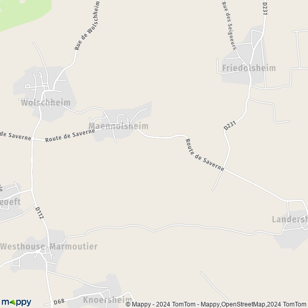 La carte pour la ville de Maennolsheim 67700