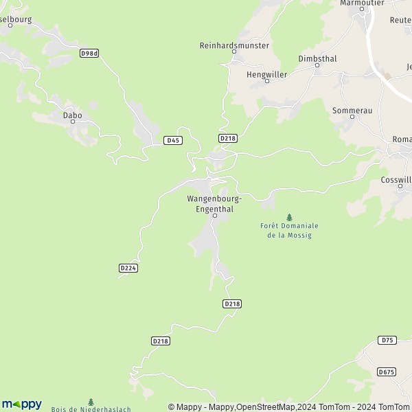 La carte pour la ville de Wangenbourg-Engenthal 67710