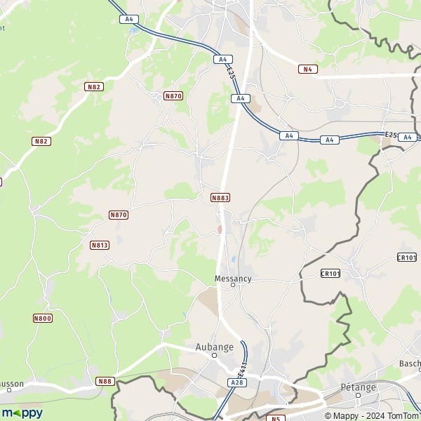 La carte pour la ville de 6780-6782 Messancy