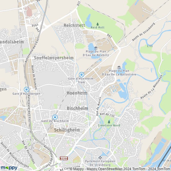 La carte pour la ville de Bischheim 67800