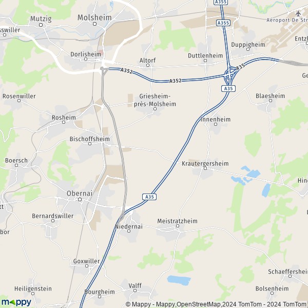La carte pour la ville de Bischoffsheim 67870