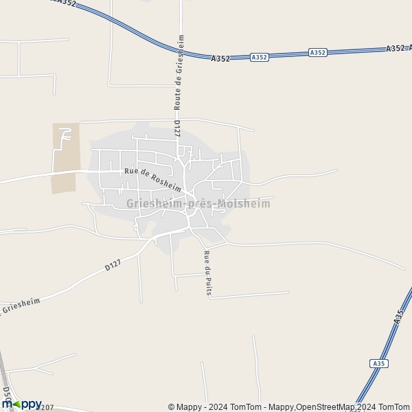 La carte pour la ville de Griesheim-près-Molsheim 67870