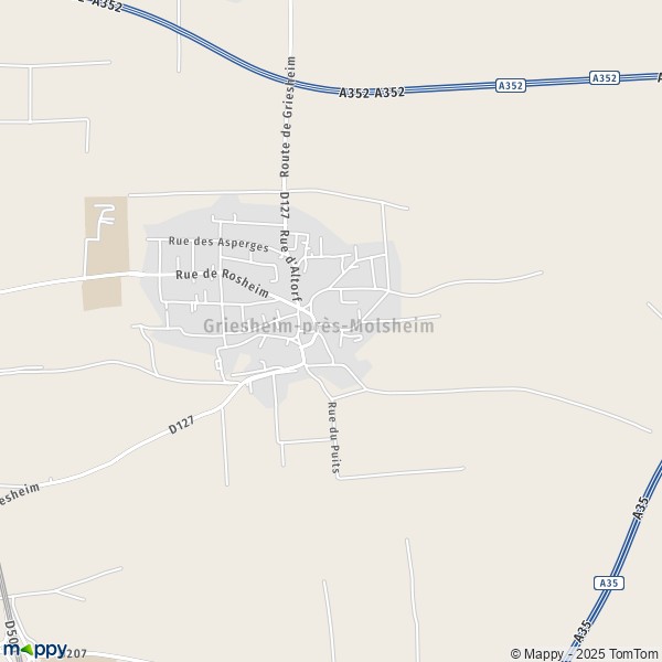 La carte pour la ville de Griesheim-près-Molsheim 67870