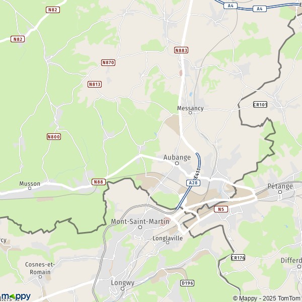 La carte pour la ville de 6790-6792 Aubange