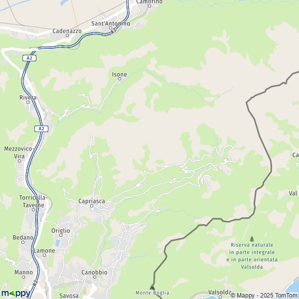 La carte pour la ville de Ponte Capriasca 6807-6946