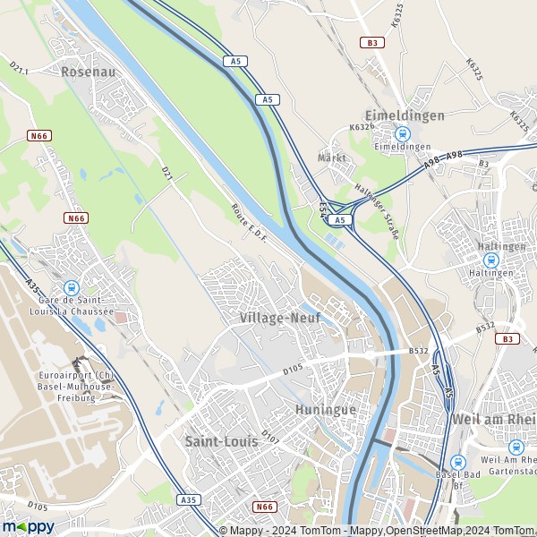 La carte pour la ville de Village-Neuf 68128
