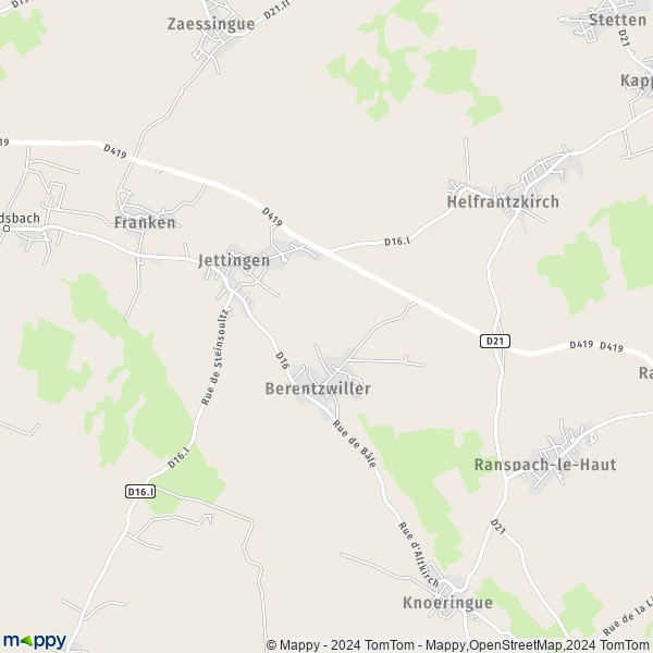 La carte pour la ville de Jettingen 68130