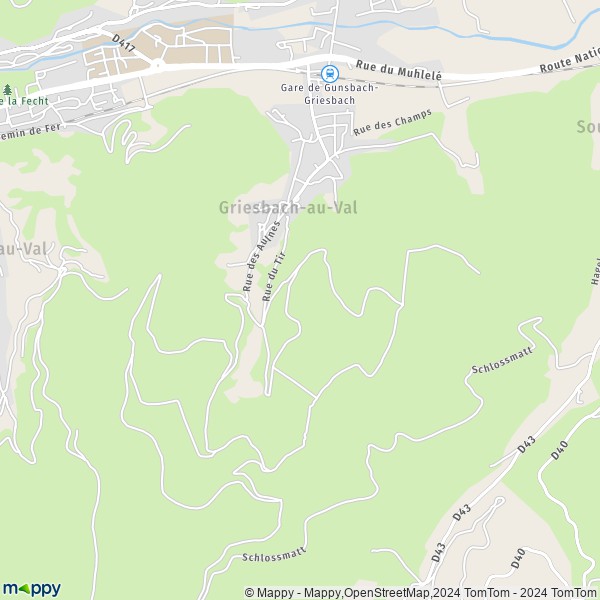 La carte pour la ville de Griesbach-au-Val 68140