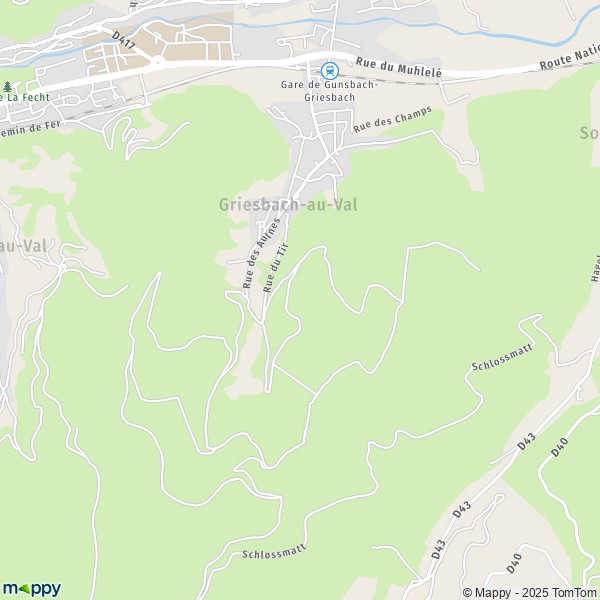 La carte pour la ville de Griesbach-au-Val 68140