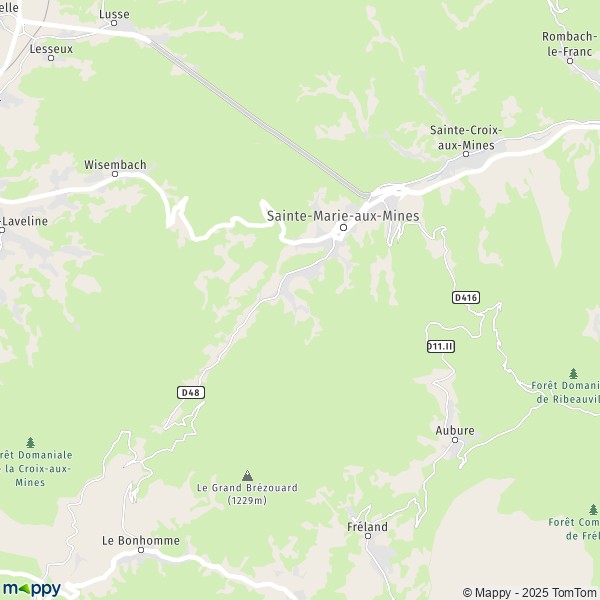 La carte pour la ville de Sainte-Marie-aux-Mines 68160