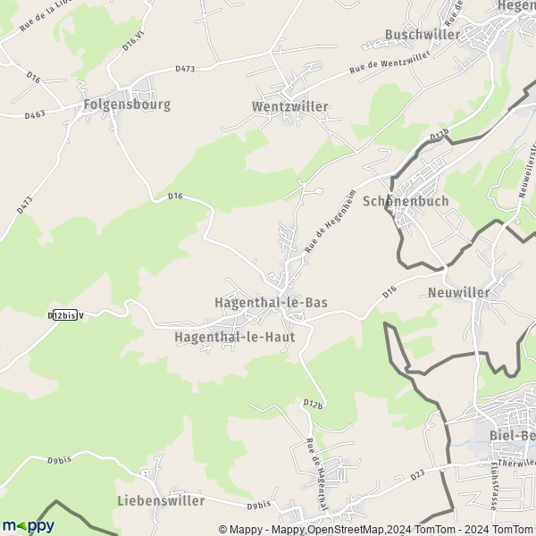 La carte pour la ville de Hagenthal-le-Bas 68220