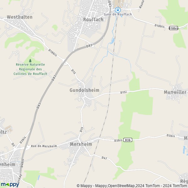La carte pour la ville de Gundolsheim 68250