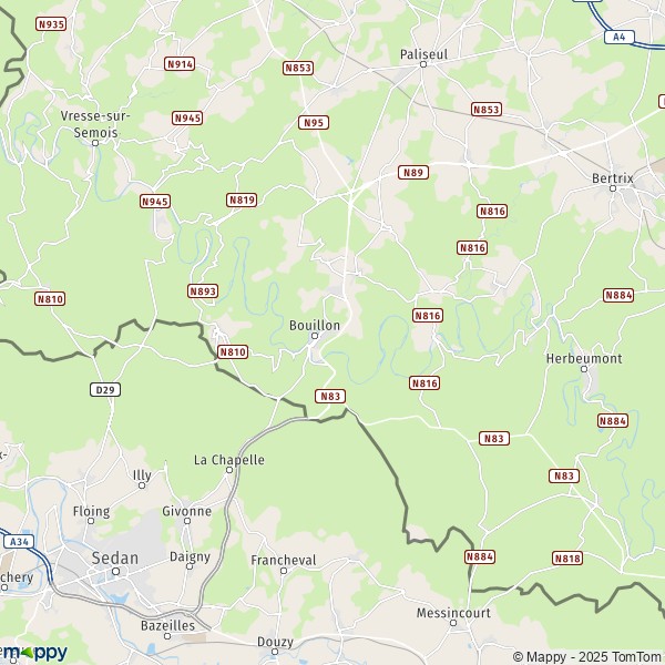 La carte pour la ville de 6830-6838 Bouillon