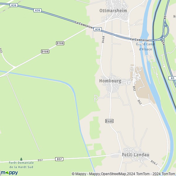 La carte pour la ville de Hombourg 68490