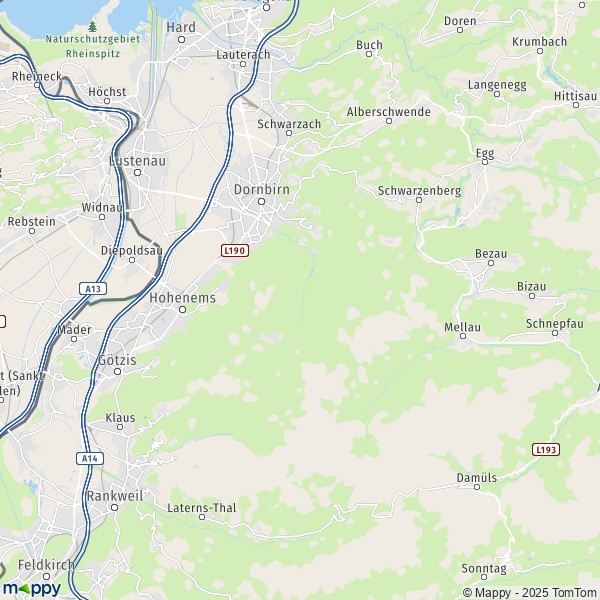 La carte pour la ville de Dornbirn 6850-6923