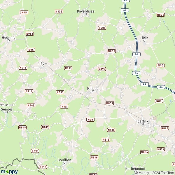 La carte pour la ville de 6850-6856 Paliseul