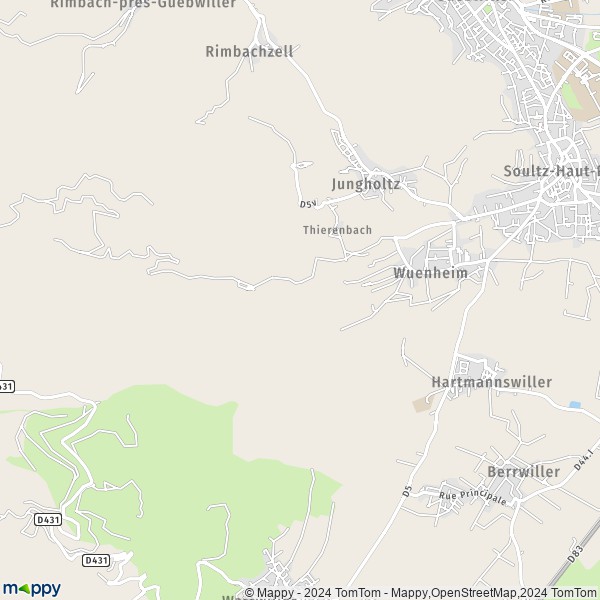 La carte pour la ville de Wuenheim 68500