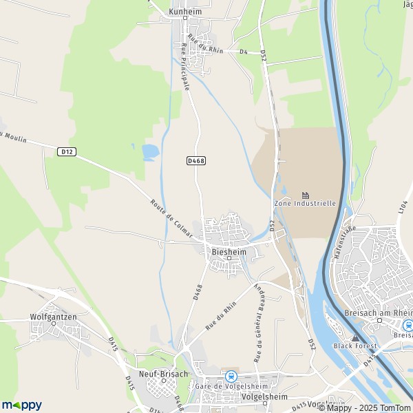 La carte pour la ville de Biesheim 68600