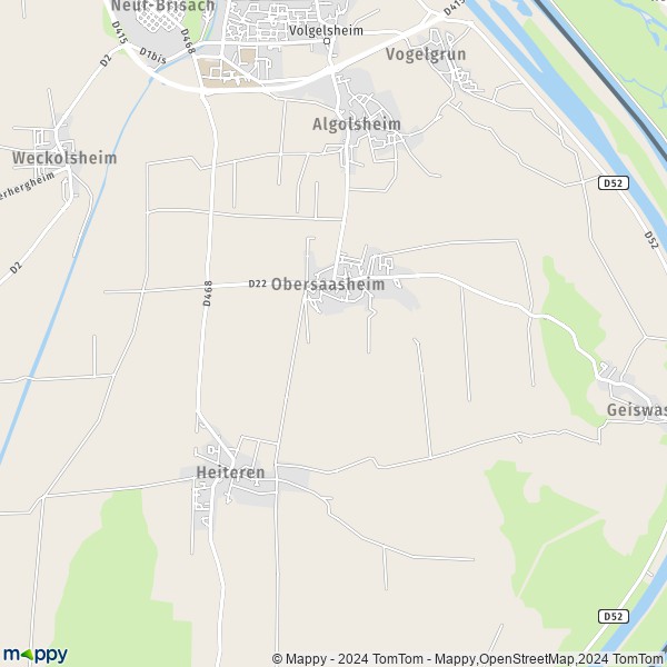 La carte pour la ville de Obersaasheim 68600