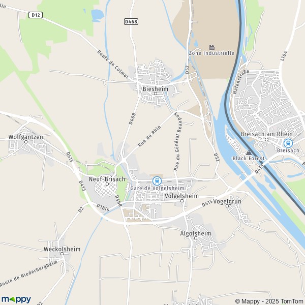 La carte pour la ville de Volgelsheim 68600