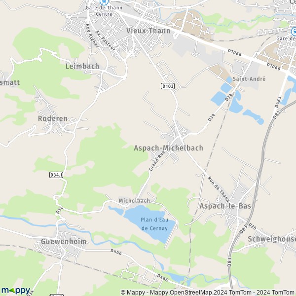 La carte pour la ville de Aspach-Michelbach 68700